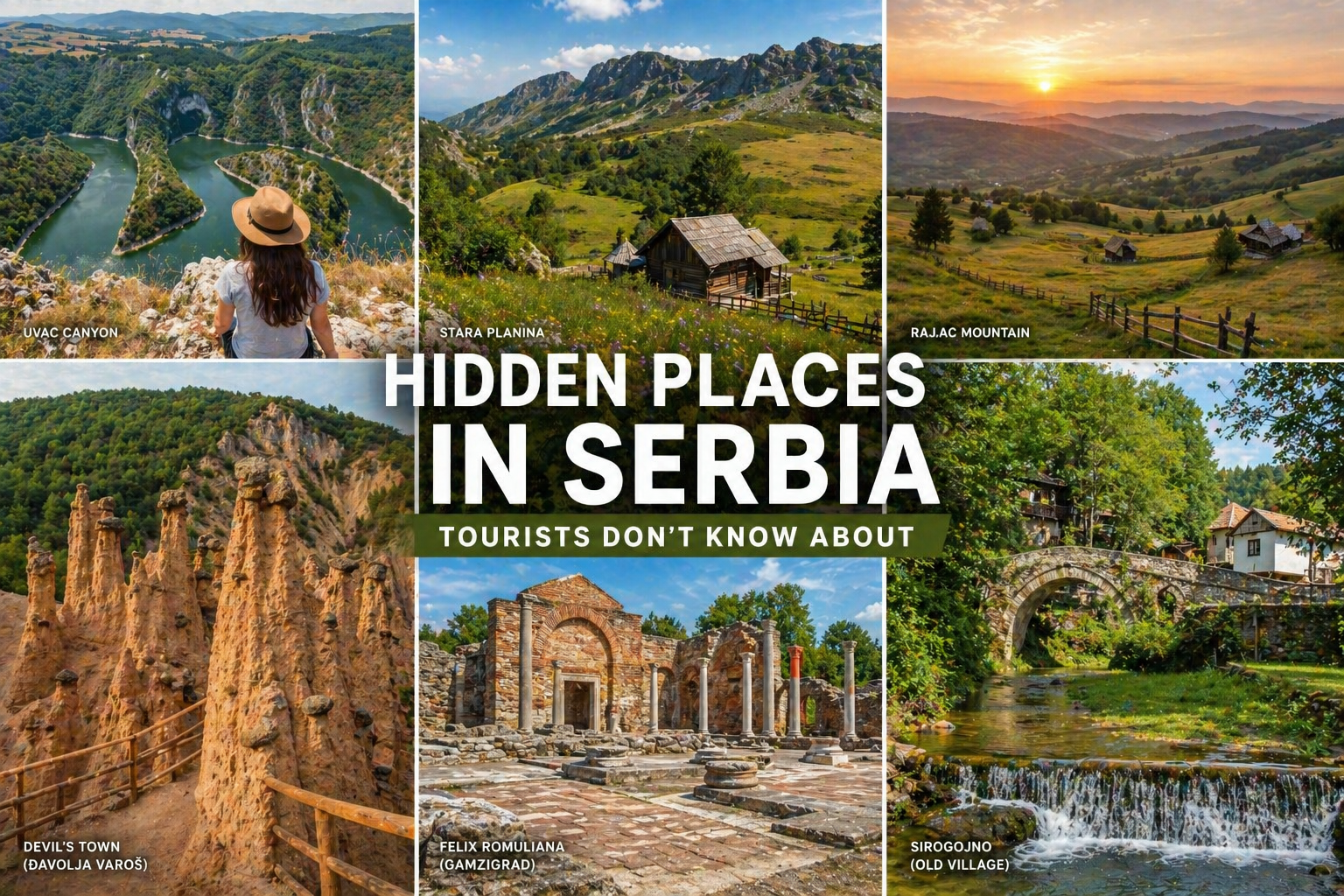 Hidden natural and cultural destinations in Serbia including mountains and canyons